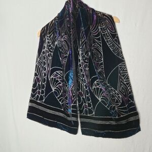 Chelsea By Joseph Velvety Cut Out Black And Jewel Toned Scarf